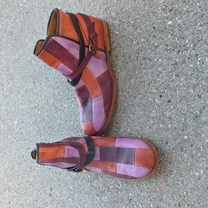 A.S.98 Colorful Patchwork Italian Leather Ankle Boots Booties Size 41